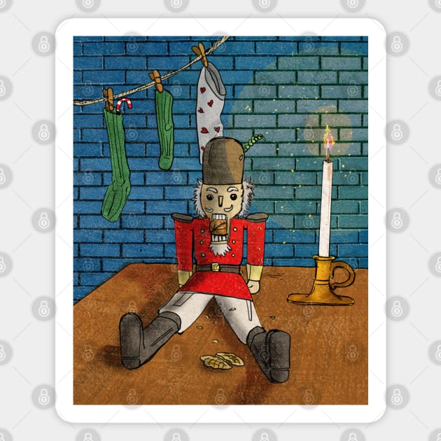 The Nutcracker Retro Christmas Magnet by Wall-Art-Sketch